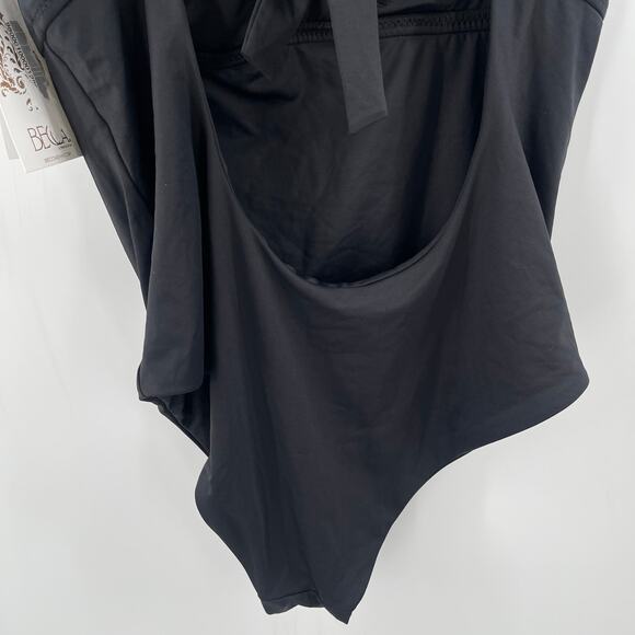 BECCA Swimsuit Size Large One Piece Asymmetrical Cutout Black NWT Removable Cups - Picture 13 of 16